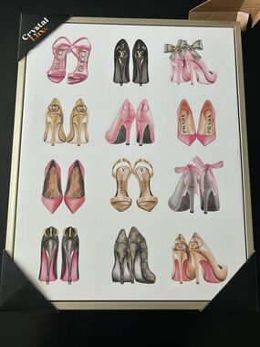 Source Unknown Pink and Gold High Heel Fashion Wall Art Print